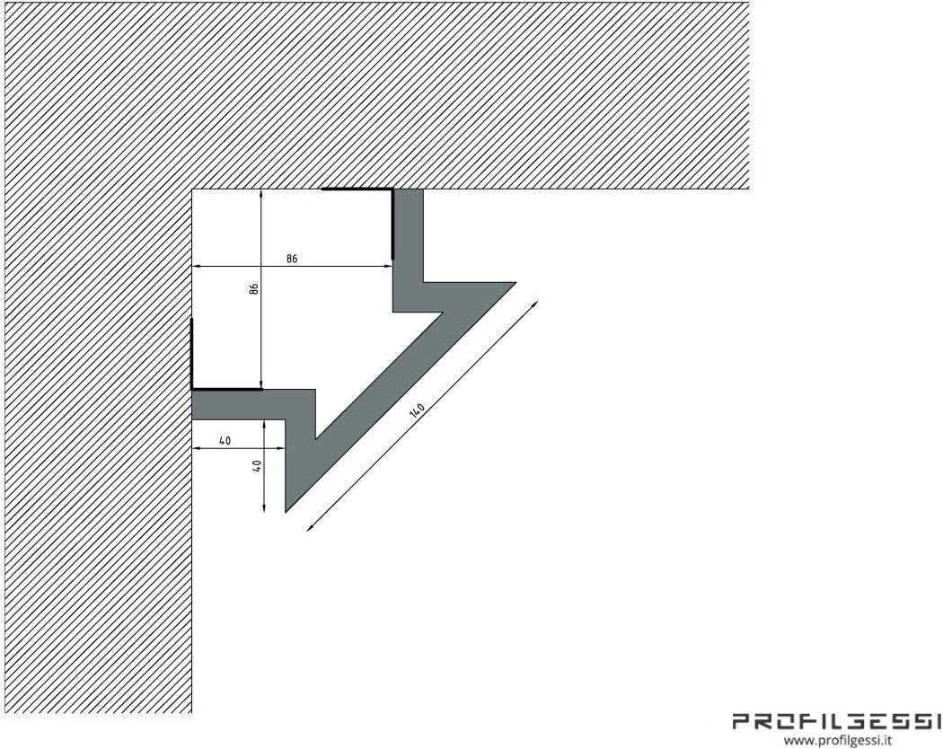 Profilgessi Угловой светодиодный профиль с наклонным сечением Illuminazione sun-id-1448002 - Вид №3