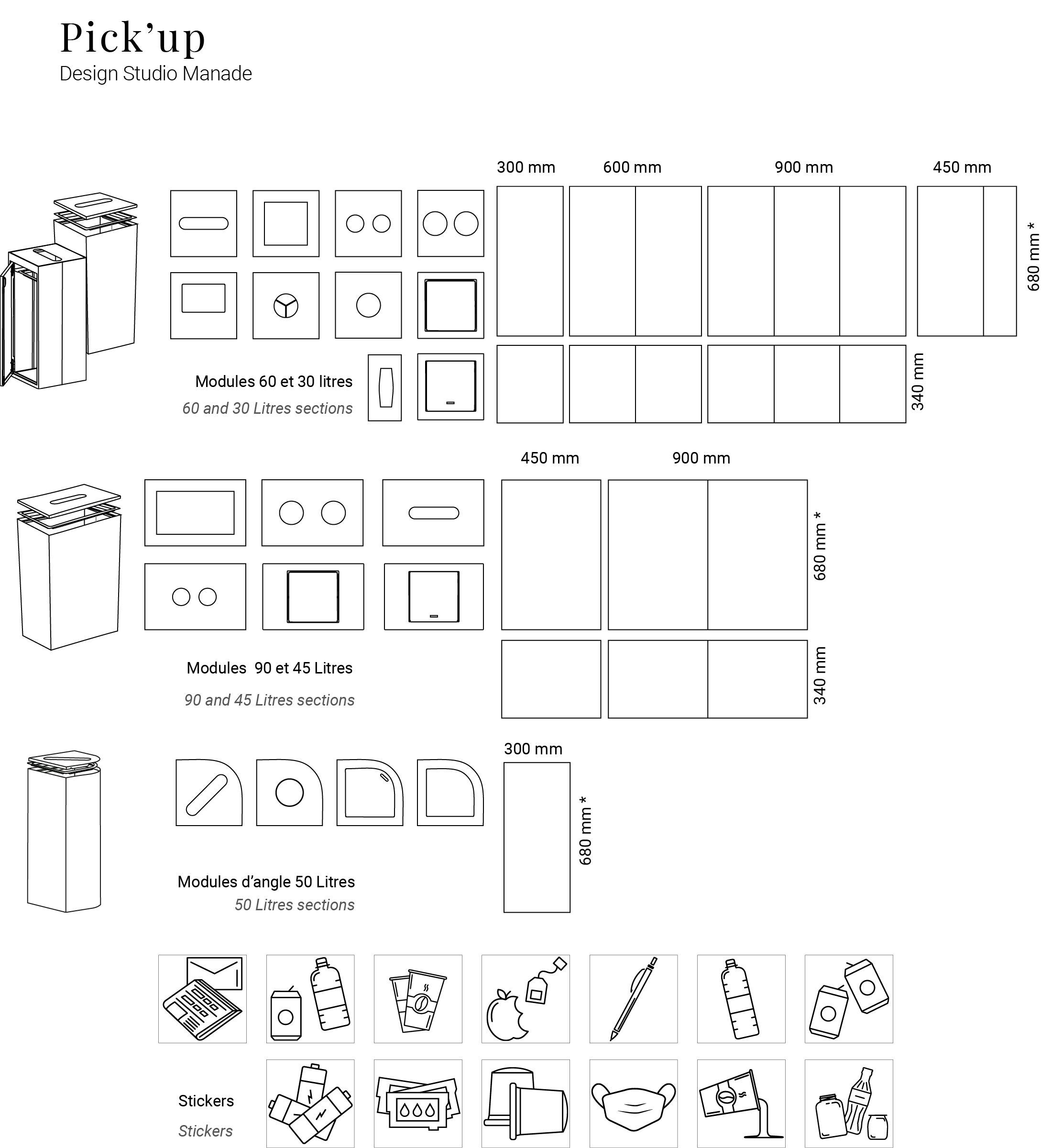Steel waste paper bin for waste sorting Manade Pick'up ARCH-00142339 - Вид №3