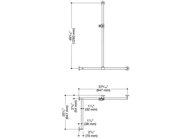900.35.363XA Поручень для душа с выдвижным держателем для душа HEWI USA Produkte  - Вид №1