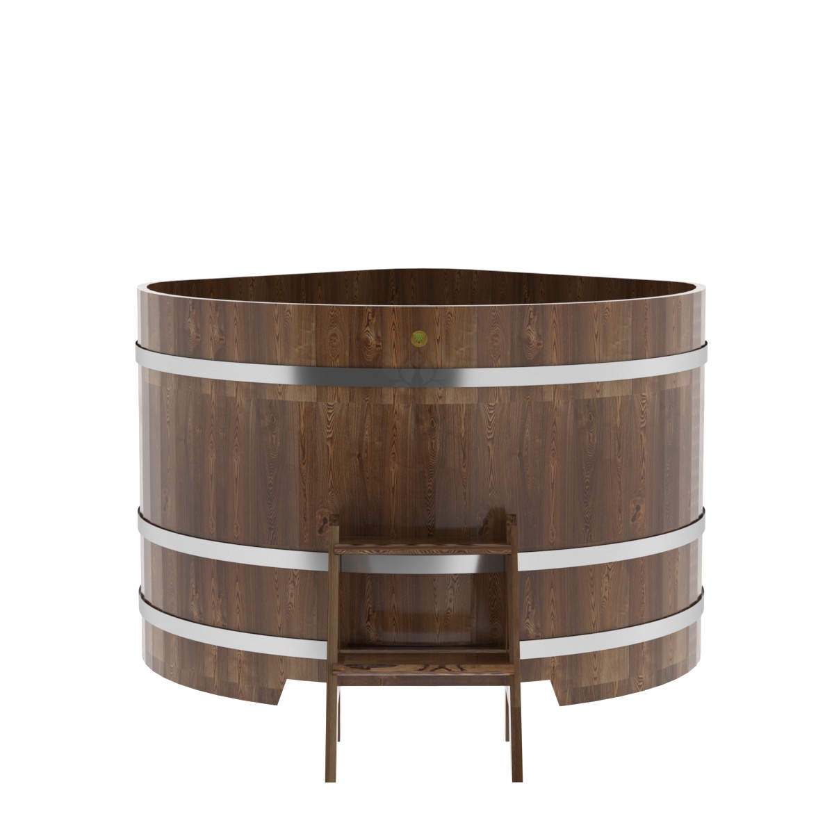 1583 Купель угловая из сращенных ламелей лиственницы 1,37х1,37х1,0 морёная Alyarus  - Вид №4