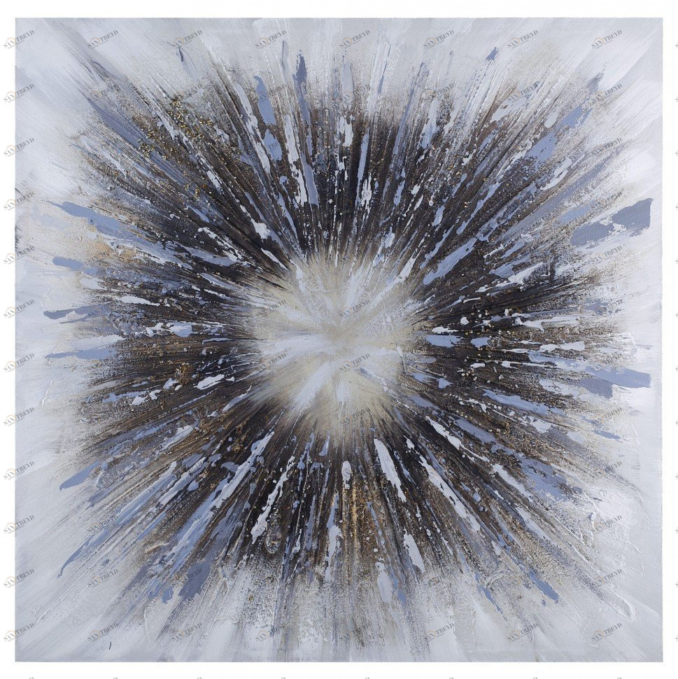 Картина с абстрактным рисунком с добавлением натуральных растений 80х80 см серо-черная Tomas Stern TOMAS STERN  00-3872616 Белый;серый;разноцветный 