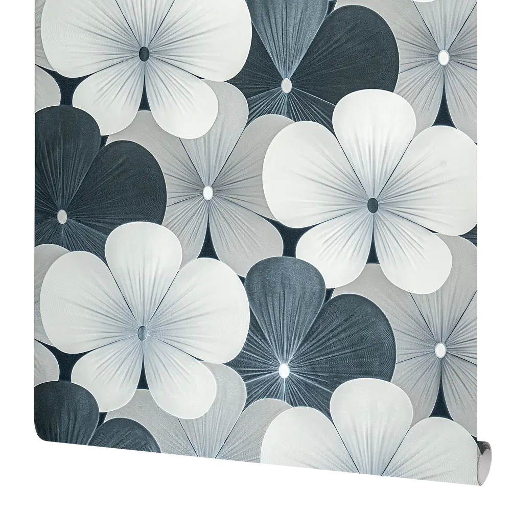 Флизелиновые обои Victoria Stenova Margarita темно-серые с цветочным рисунком 89423703 STLM-1577235