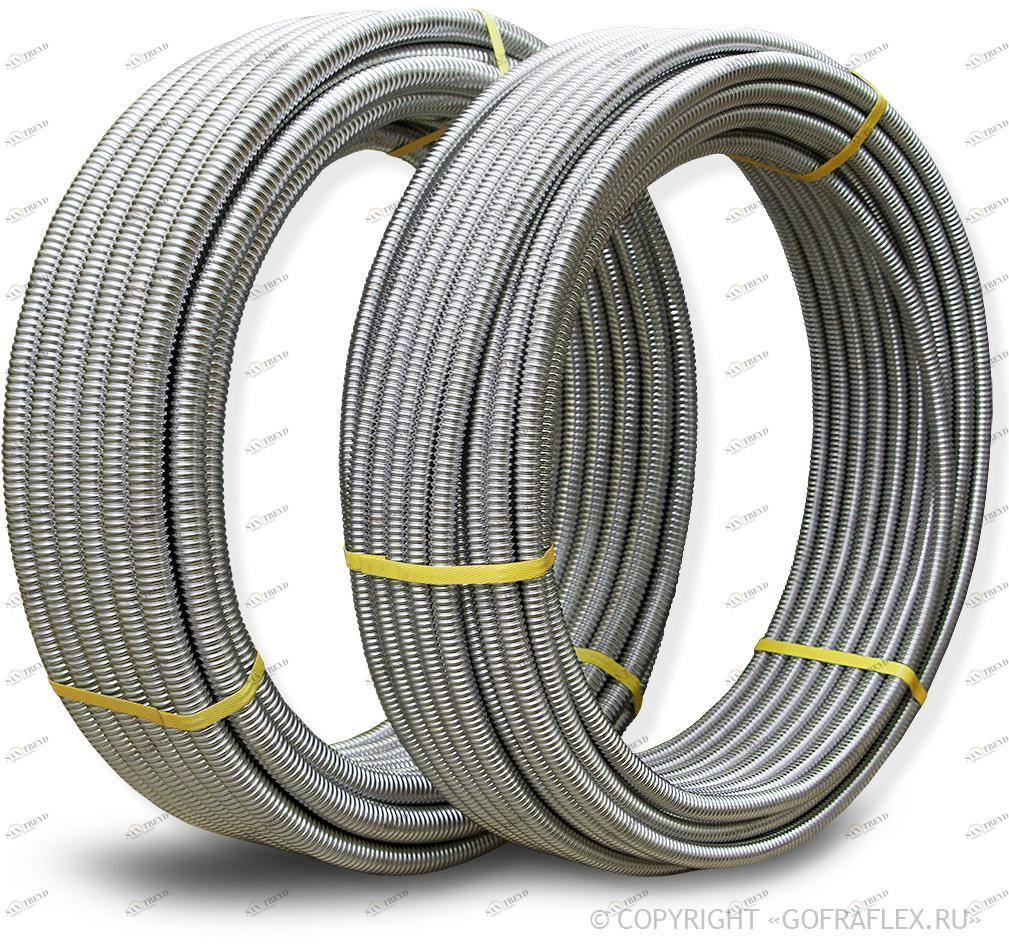 Гофрированная труба из нержавеющей стали 15мм (М), 50м Flexible hose Россия 