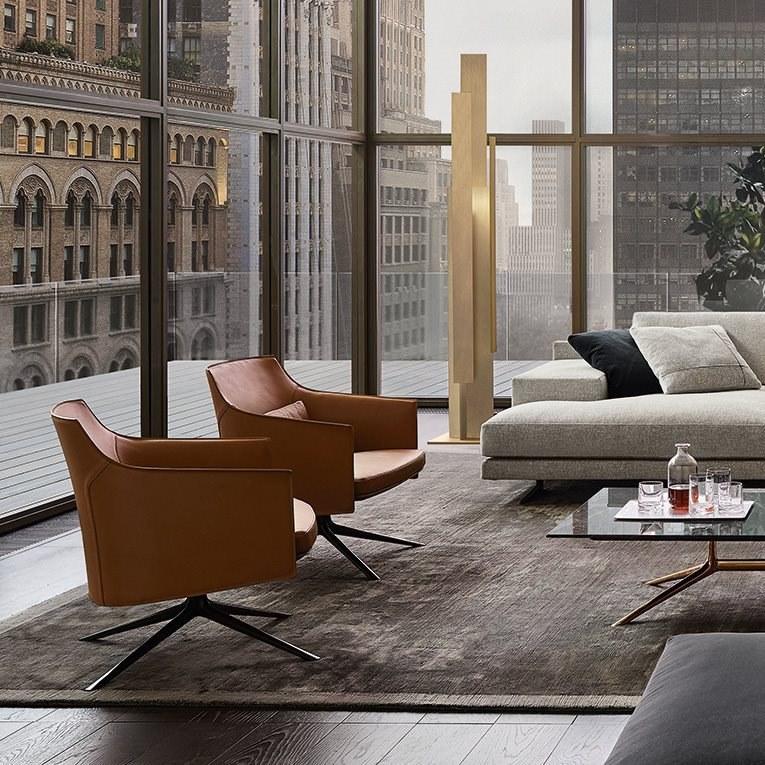 Poliform Поворотное кожаное кресло с подлокотниками Stanford sun-id-1424712 - Вид №9