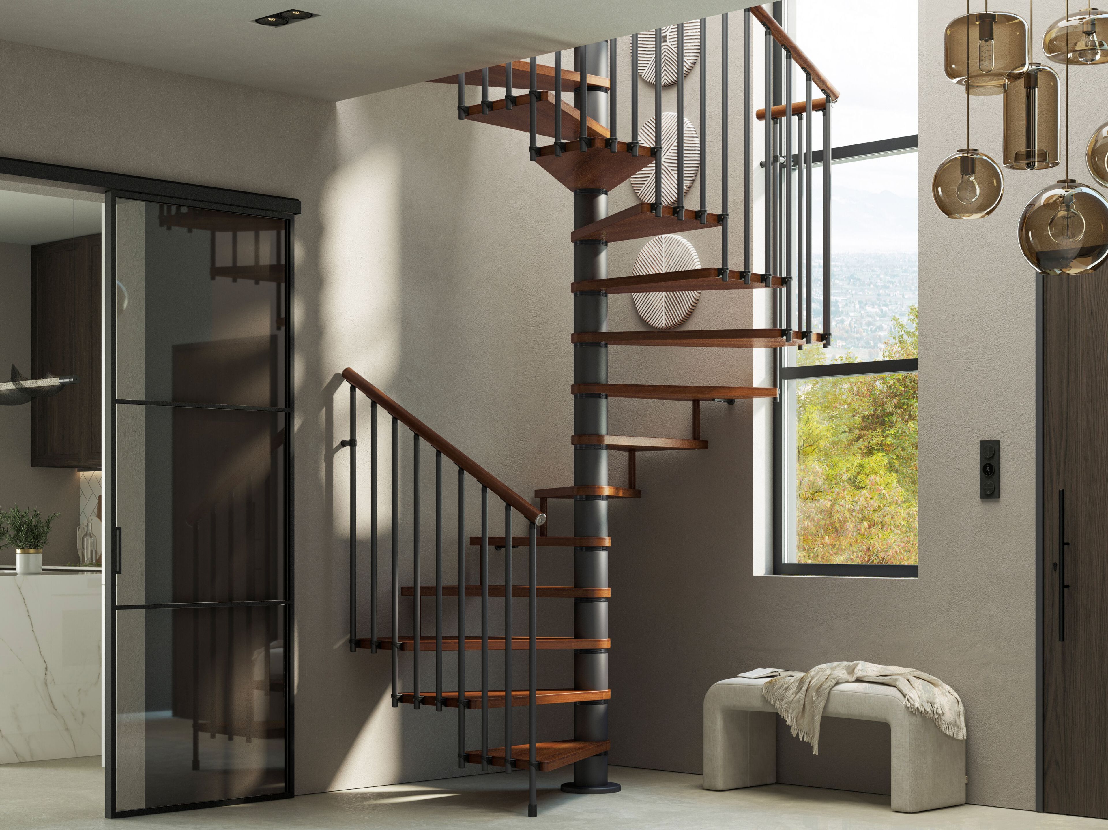 Модульная винтовая лестница из бука квадратного плана Scrigno QUADRA ARCH-00086404 - Вид №1