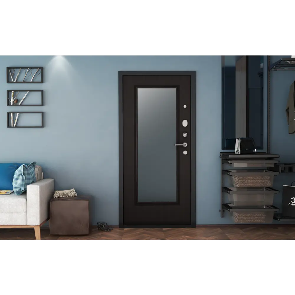 Дверь входная металлическая Премиум New 98x205 см правая венге с зеркалом DOORHAN STLM-2113550 - Вид №6