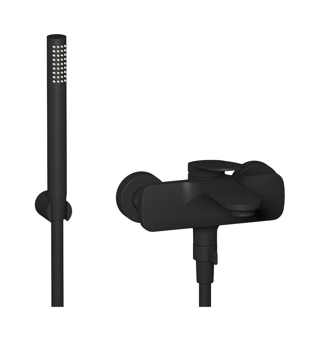 Настенный смеситель для ванной в комплекте с душевым гарнитуром WE ARE IB sh061cs Matt Black YesPlease