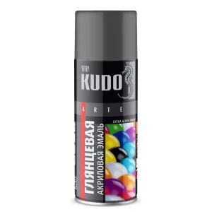 Эмаль аэрозольная универсальная KUDO акриловая глянцевая цвет темно-серый 520 мл