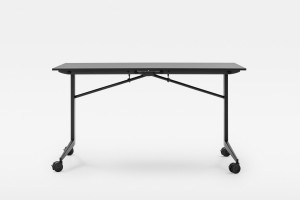 Высокий складной стол из ламината с колесами