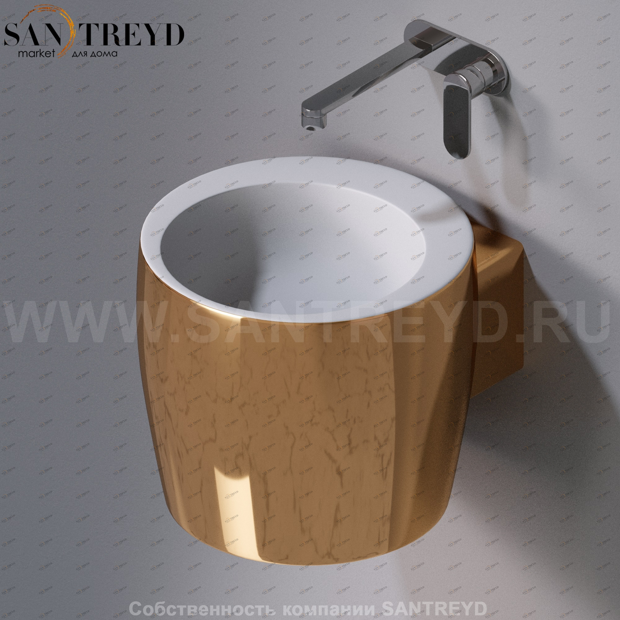 L102T0R0V1.250 Подвесная раковина настенная круглая A. e T. Italia SPOT золотая AeT ITALIA TOTEM