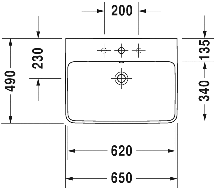 2335650030 Подвесная раковина настенная овальная Duravit ME BY STARCK - Вид №1