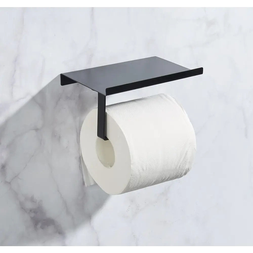 Держатель для туалетной бумаги Swensa Lund с полкой цвет чёрный STLM-2028023 - Вид №3
