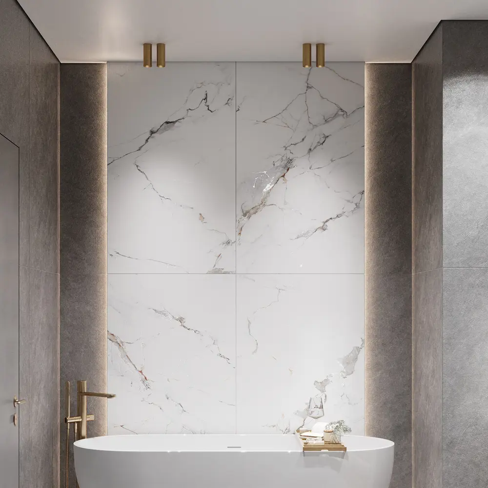 Глазурованный керамогранит Galaxy Statuario 80x160 см 2.56 м² матовый цвет белый Santreyd CARVING STLM-2061391