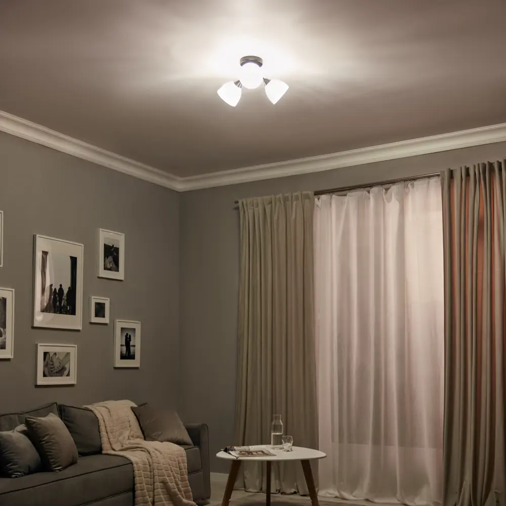 Люстра потолочная Вьюнок 3 лампы 10 м² цвет черный/белый РОССВЕТ STLM-2070813 - Вид №9