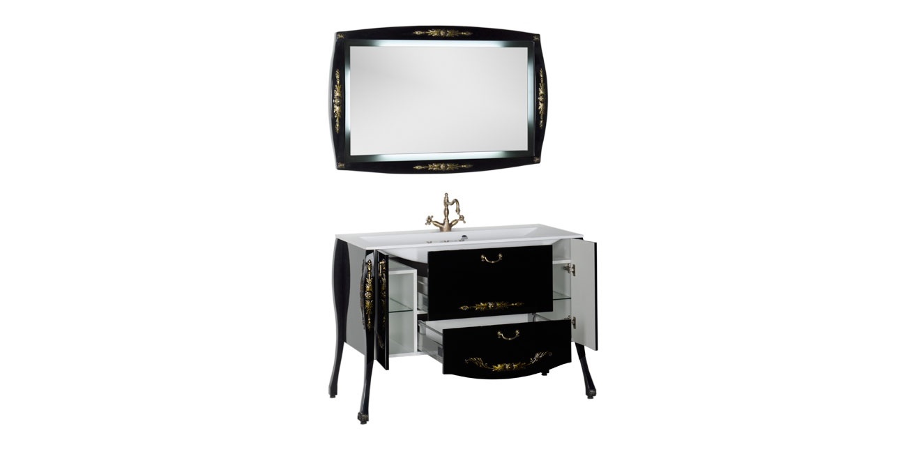 Комплект мебели Aquanet Виктория 120 черный/золото 00184414 - Вид №2