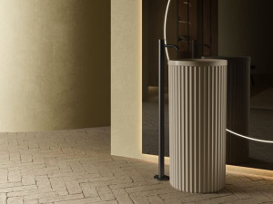 Круглая отдельно стоящая раковина из твердой поверхности