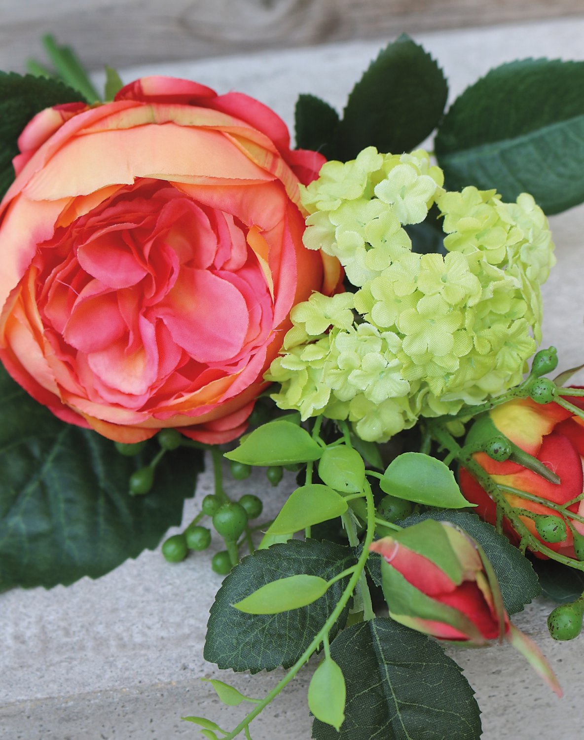 2600 553 a3 Шелковый букет цветов 'роза / снежок', 32 см, абрикос H-andreas 