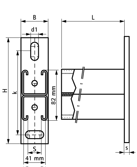 6603886 Монтажные профиля BIS RapidStrut® Консоль двойная (BUP1000) монтаж к стене и полу WALRAVEN  - Вид №1