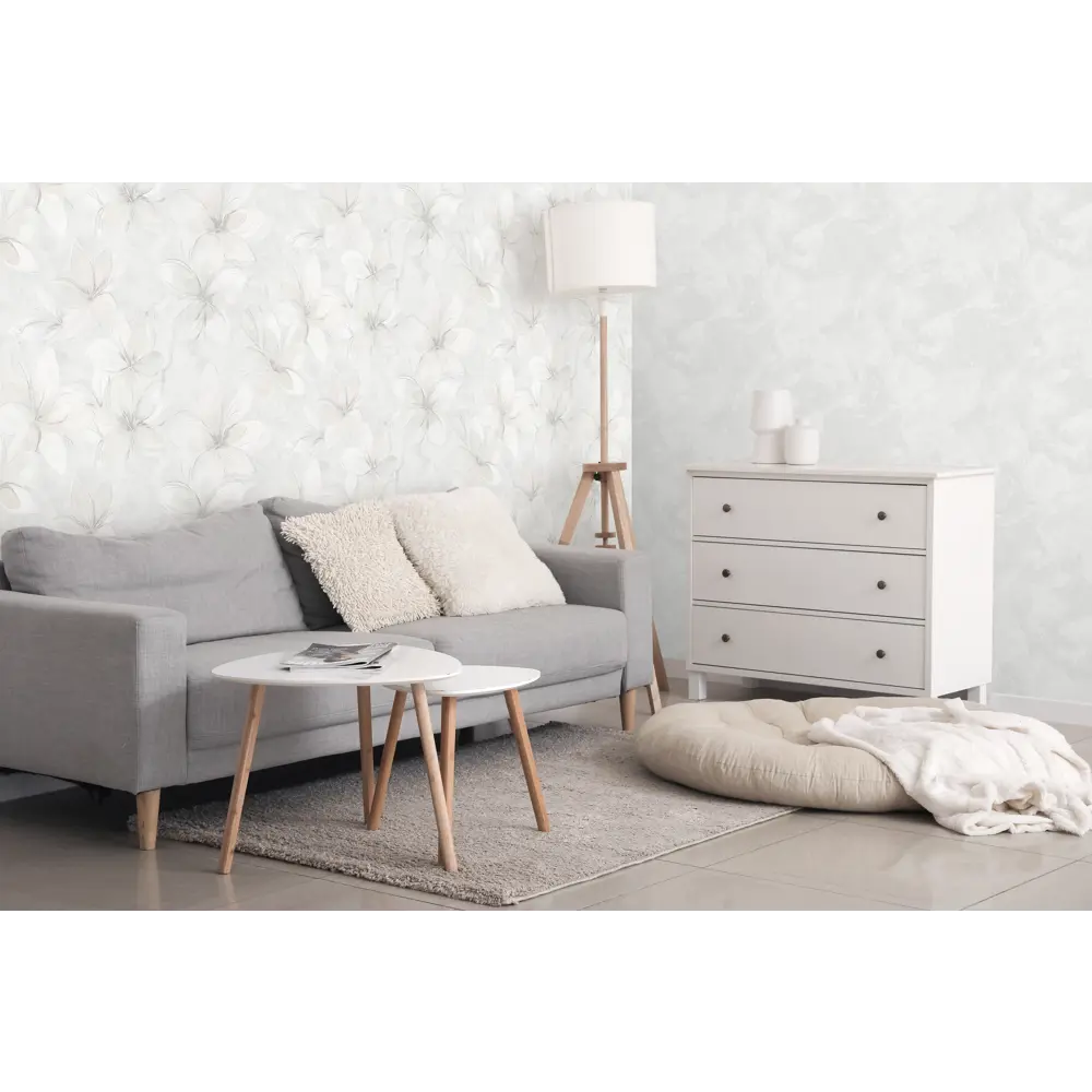 Флизелиновые обои Victoria Stenova Lola серые с цветочным узором в стиле кантри 89423700 STLM-1573809 - Вид №5