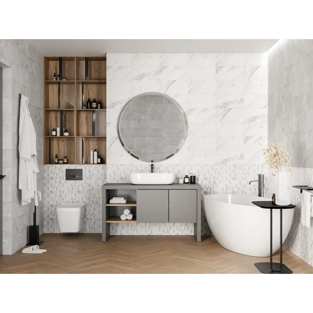 Плитка настенная Mersey Calacatta 20x40 см 1.2 м² матовая цвет серый Santreyd STLM-2090216 - Вид №9