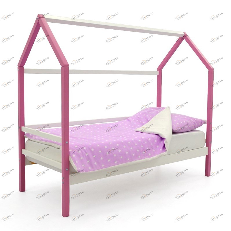 Кровать-домик детская лаванда-белая Svogen БЕЛЬМАРКО  00-3833073 Розовый Santreyd 