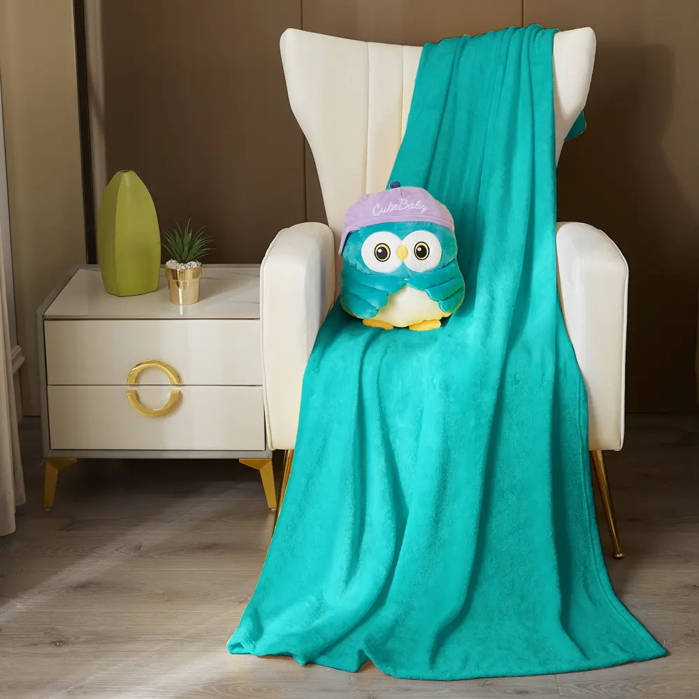 Плед с подушкой Сова 130x170 см велсофт цвет синий Santreyd Подушка с пледом Сова STLM-2100329 - Вид №1