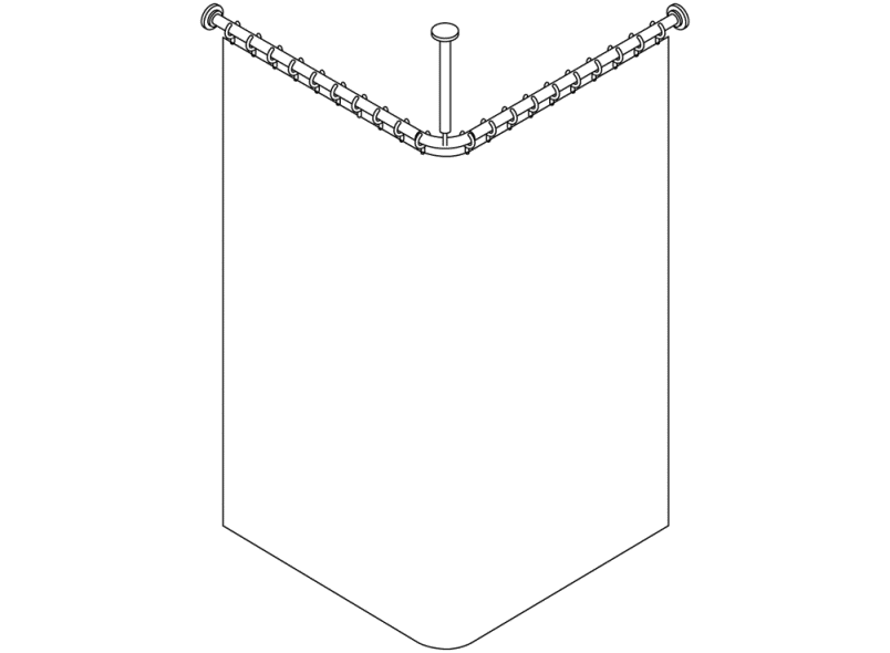 801.34.1062 Карниз с потолочным подвесом и занавеской для душа HEWI Serie 477/801  - Вид №4