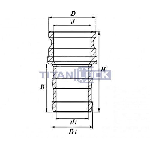 Камлок алюминиевый тип E, ниппель с хвостовиком 2", TL200EAL TITAN LOCK  - Вид №1