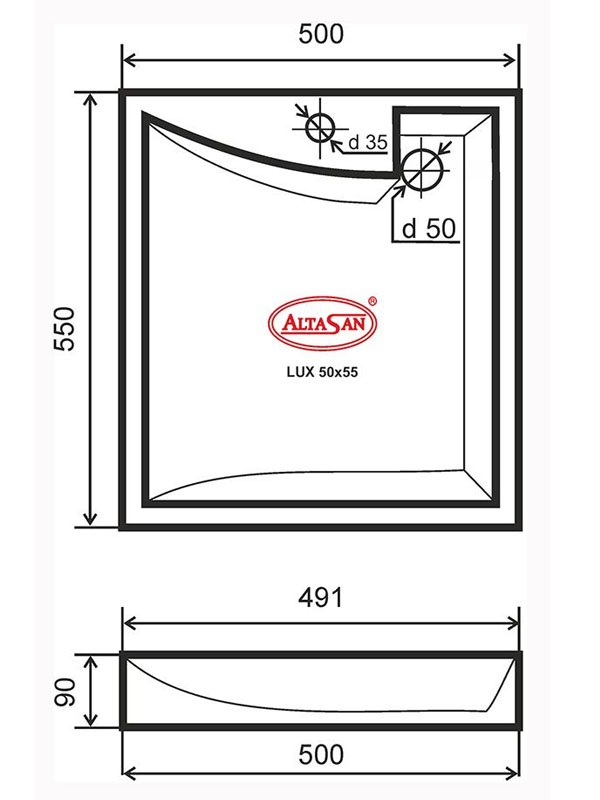 UPP50LUXs Раковина Altasan Lux Santreyd - Вид №1