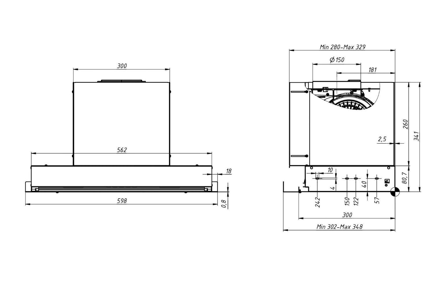 9276006 Вытяжка полновстраиваемая Cata GME-60 BK /L черный/черный STDN-0062560 - Вид №8