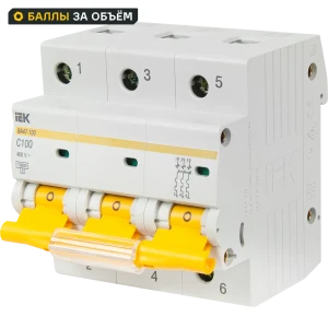 Автоматический выключатель IEK ВА47-100 3P C100 А 10 кА 82207919 STLM-2178280