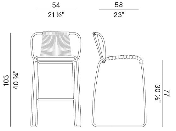 Высокий садовый табурет с парусной веревкой Potocco Tibes ARCH-00041949 - Вид №5
