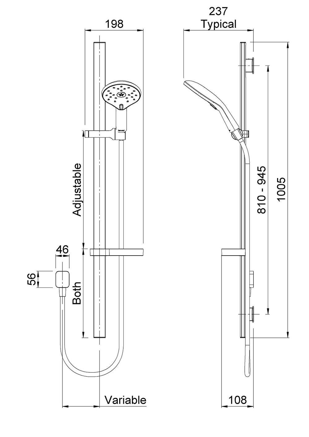 KHSRCP Satinjet Koha MK2 Железнодорожный душ Methven Хром  - Вид №1