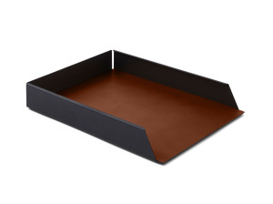 Лоток для документов из нержавеющей стали и кожи