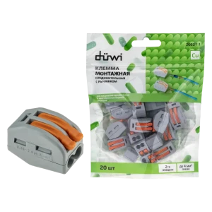 84746775 Клеммы соединительные монтажные с рычажком Duwi СМК 222-412 2-проводные 4мм² серые 20шт 26621 1 STLM-1112320