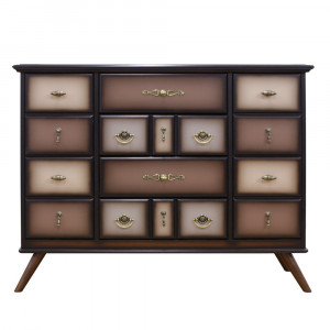11535 Комод Пандора 2 Орех(Д), цвет фасада Шоколад BOGACHO