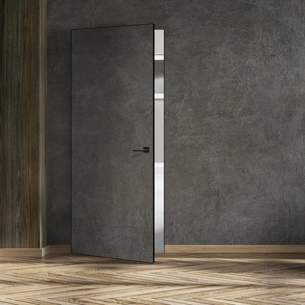 Дверь межкомнатная глухая с замком комплекте Invisible 90x210 см левая черная алюминиевая кромка цвет белый 89383045 STLM-2020770 VELLDORIS  - Вид №5