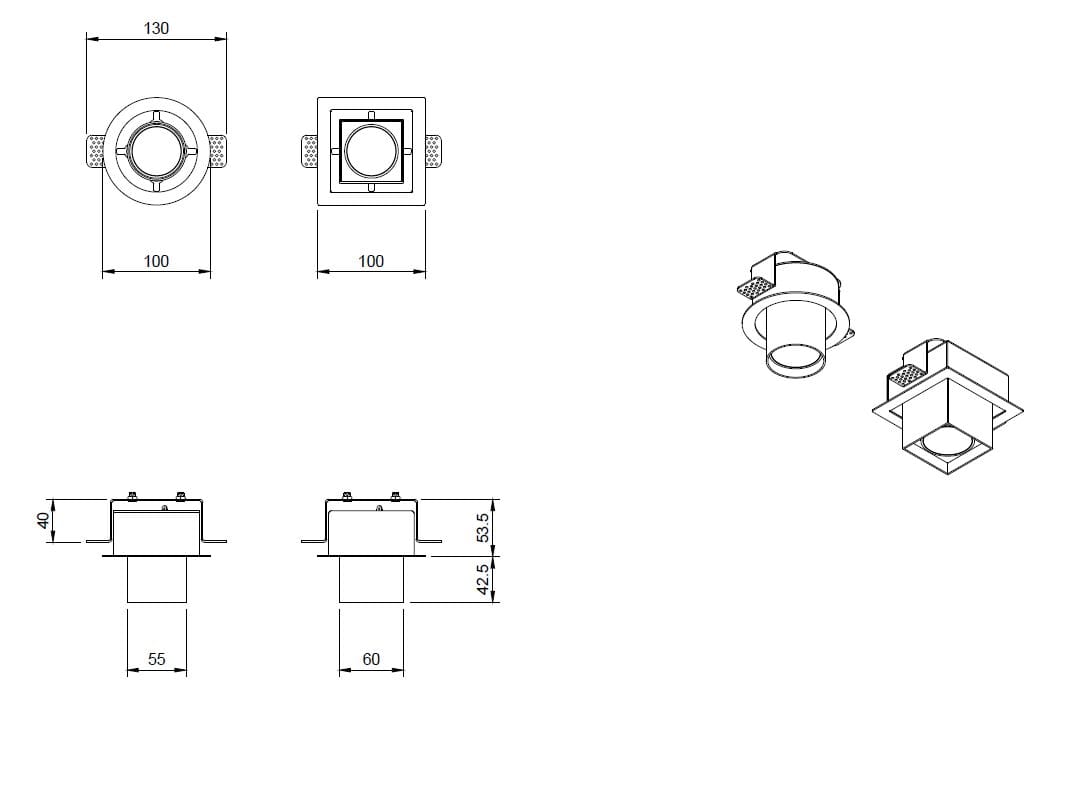 Металлический светодиодный прожектор с регулируемой яркостью ZAVA K CEILING RECESSED ARCH-00048487 - Вид №8