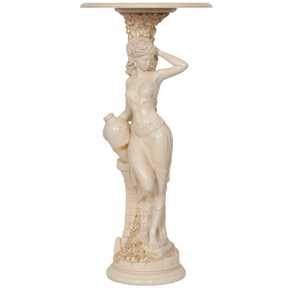 13055+11486 Подставка декоративная Девушка с кувшином Айвори BOGACHO  - Вид №1