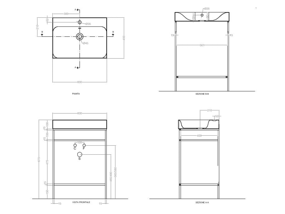 Напольная раковина из нержавеющей стали со встроенным умывальником COLAVENE Cento ARCH-00061006 - Вид №3