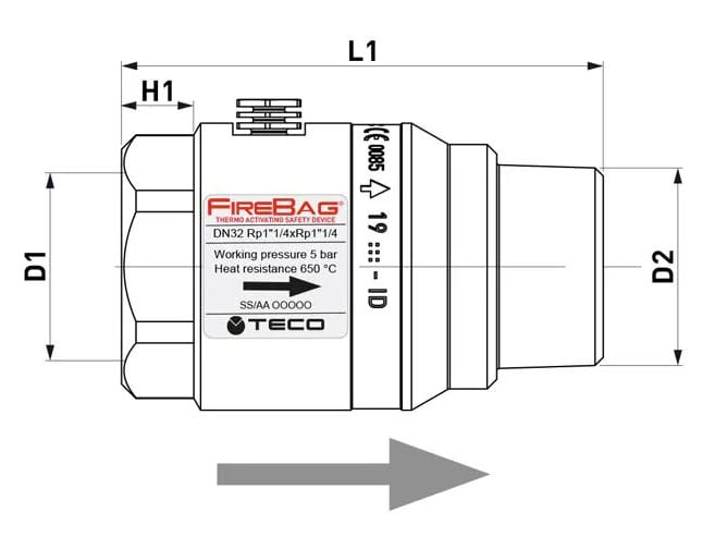 Фитинг FIREBAG® версия с внутренней / наружной резьбой DN32 / DN40 / DN50 TECO ARCH-00012018 - Вид №2