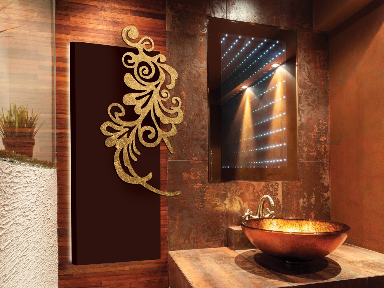 Алюминиевый полотенцесушитель Termo Design двойная пластина-сусальное золото ARCH-00108536