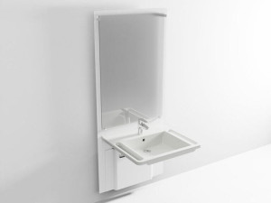 Умывальник с зеркалом с регулируемой высотой