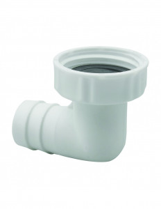 395100 001 00  Гнездо подключения стиральной машины, с коленом, гайкой, прокладкой и обратным клапаном, Д. 20 мм, белый Valentin Белый