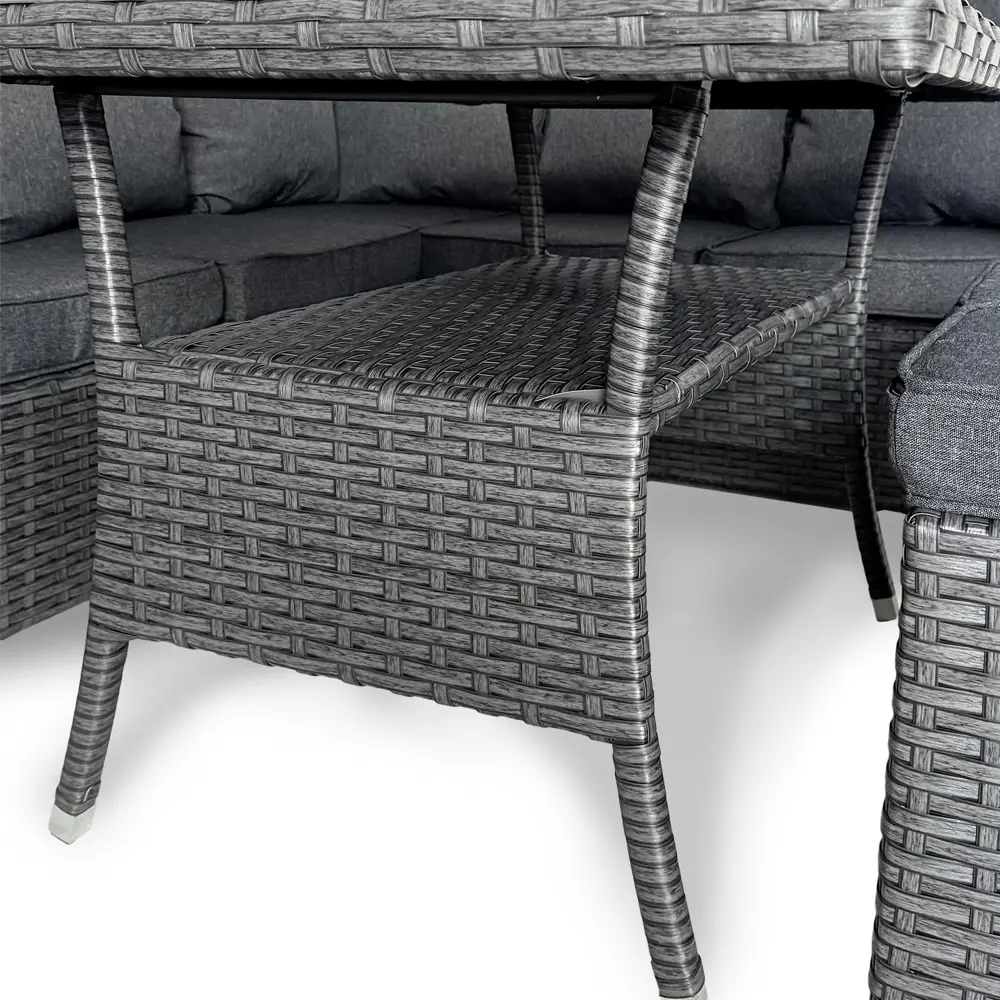 Набор садовой мебели для обеда с подушками  Greengard Сантия металл серый диван пуф 2 шт стол STLM-2128326 - Вид №6