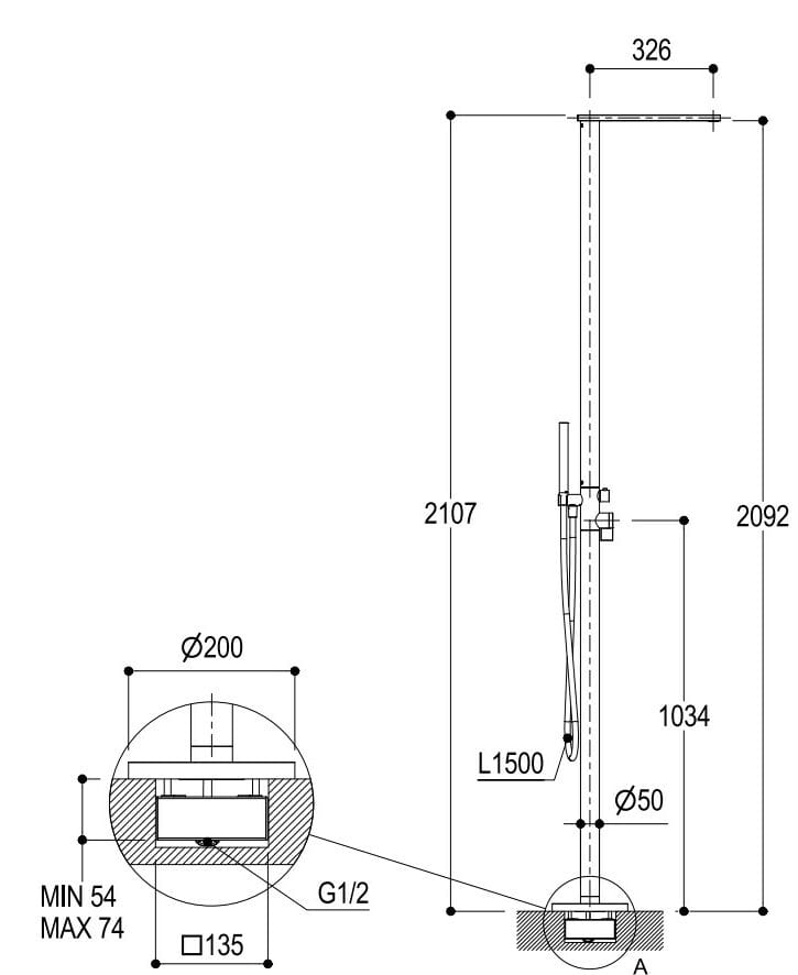 Напольная душевая колонка из нержавеющей стали с ручным душем Ritmonio DOT316 ARCH-00109768 - Вид №1
