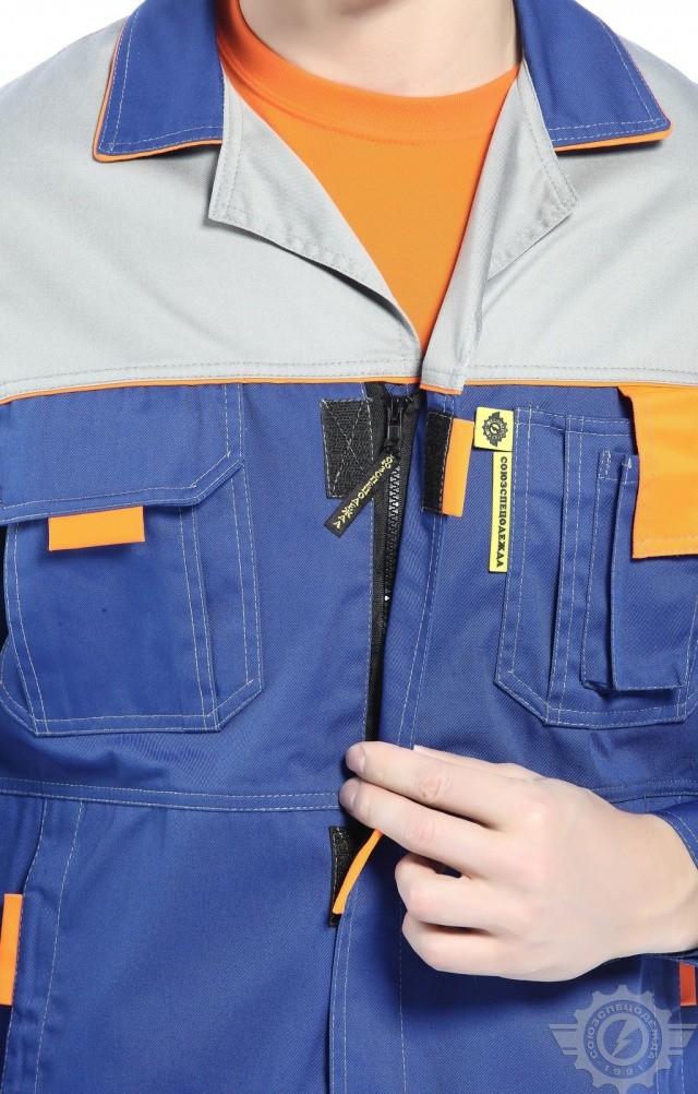 4957406 Куртка "Профессионал" василек со светло-серым  Летняя спецодежда  размер 52-54/182-188  - Вид №7
