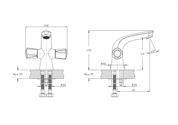 Смеситель для умывальника Rush Pioneer PI7950-11 , хром 115228 - Вид №1