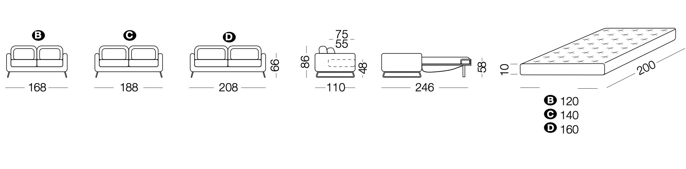 Двуспальный диван-кровать из ткани Milano Bedding Freddie ARCH-00035691 - Вид №8