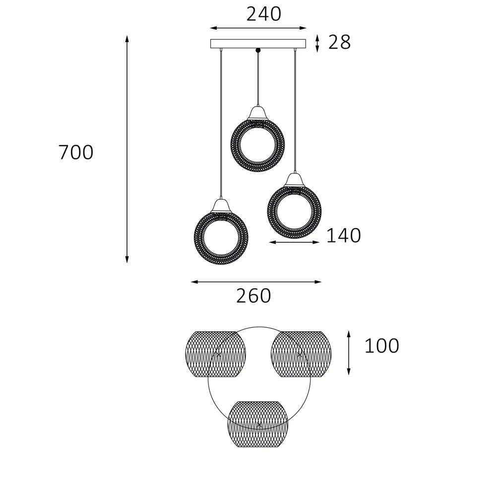 Светильник подвесной Эйр РС21386 3 лампы 10 м² цвет черный РОССВЕТ STLM-2107330 - Вид №11